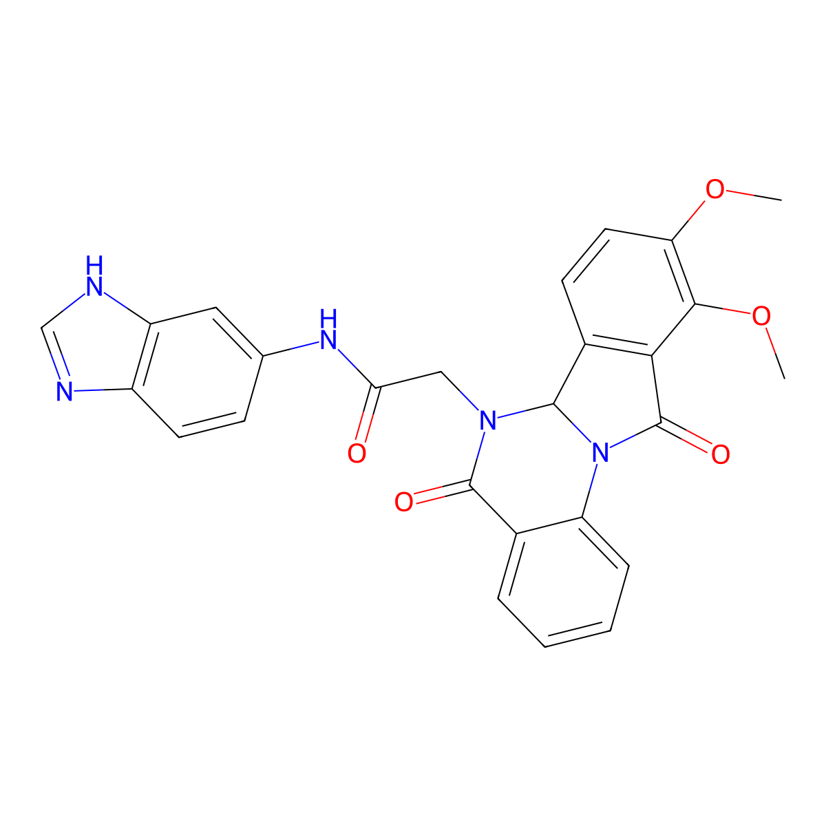 N-(1H-benzimidazol-5-yl)-2-(9,10-dimethoxy-5,11-dioxo-6a,11-dihydroisoindolo[2,1-a]quinazolin-6(5H)-yl)acetamide molecular structure, CAS 1630848-70-2