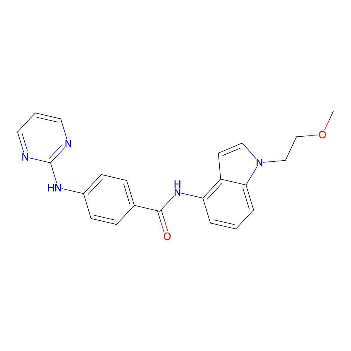 N-[1-(2-methoxyethyl)-1H-indol-4-yl]-4-(pyrimidin-2-ylamino)benzamide molecular structure, CAS 1630848-95-1