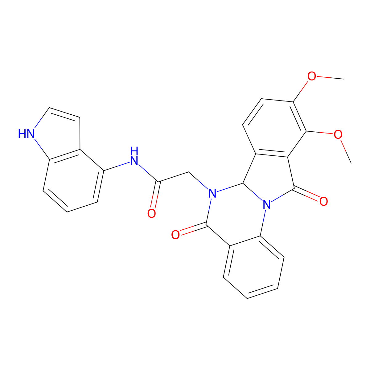 2-(9,10-dimethoxy-5,11-dioxo-6a,11-dihydroisoindolo[2,1-a]quinazolin-6(5H)-yl)-N-(1H-indol-4-yl)acetamide molecular structure, CAS 1630848-97-3