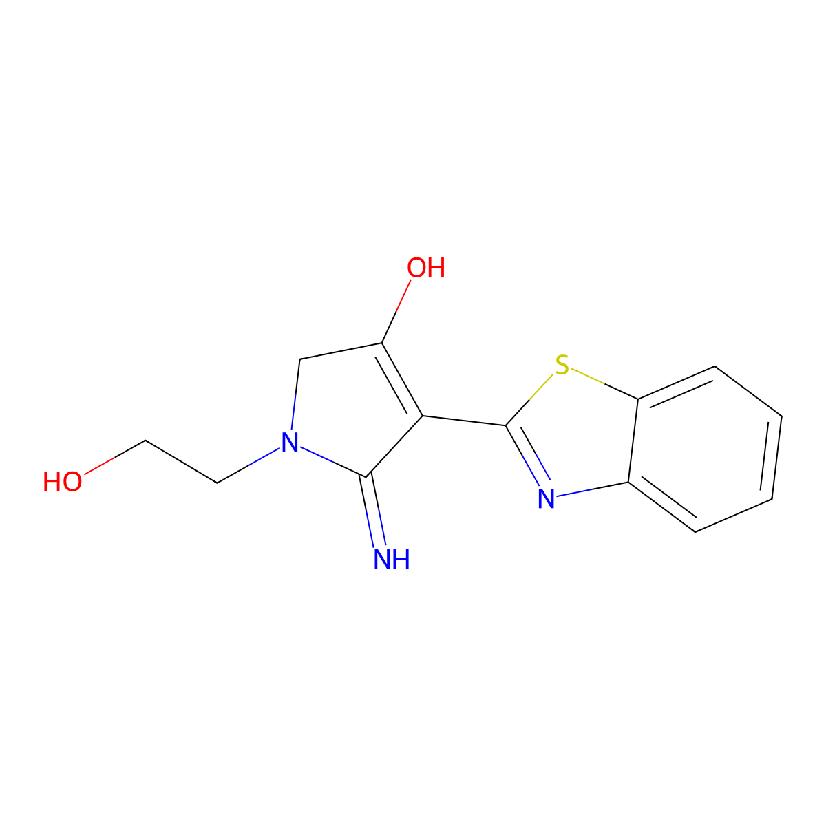 4-(1,3-benzothiazol-2-yl)-1-(2-hydroxyethyl)-5-imino-2,5-dihydro-1H-pyrrol-3-ol molecular structure, CAS 1630850-29-1