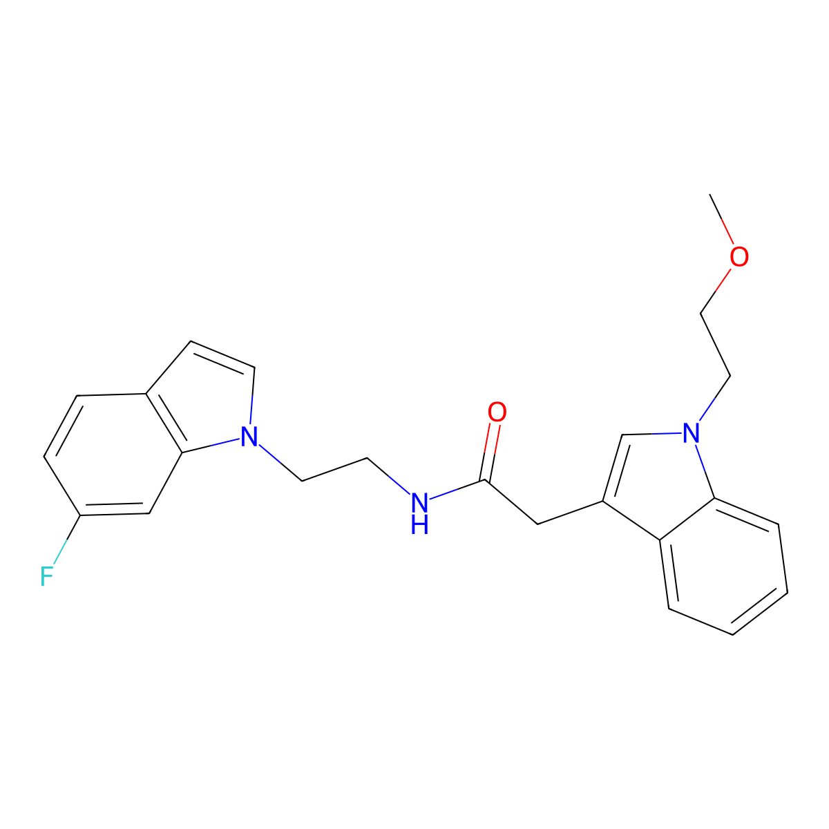 N-[2-(6-fluoro-1H-indol-1-yl)ethyl]-2-[1-(2-methoxyethyl)-1H-indol-3-yl]acetamide molecular structure, CAS 1630850-69-9