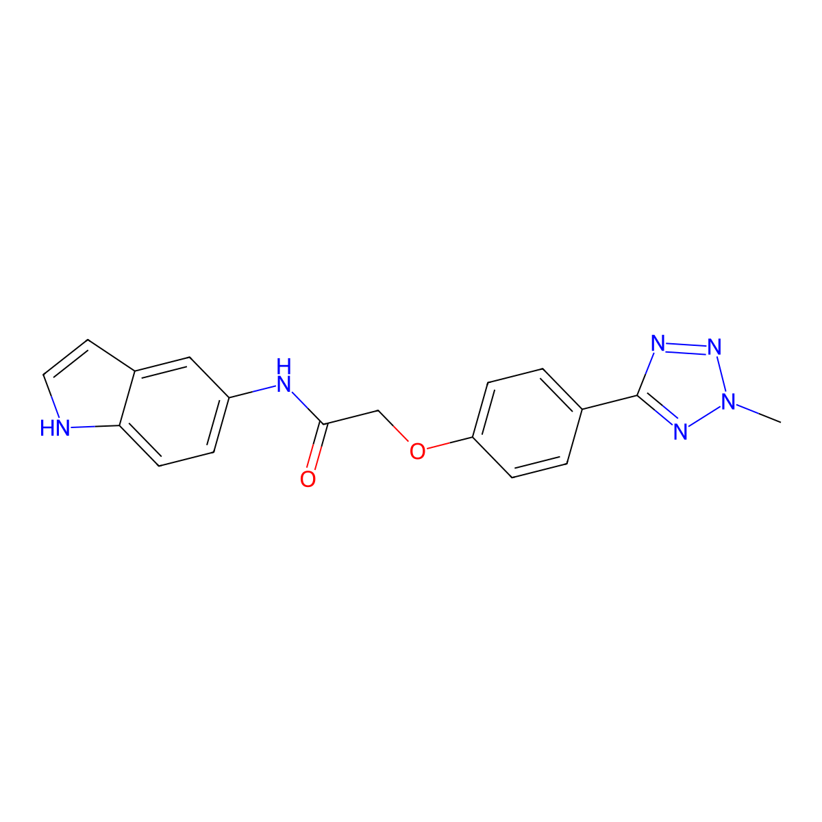 N-(1H-indol-5-yl)-2-[4-(2-methyl-2H-tetrazol-5-yl)phenoxy]acetamide molecular structure, CAS 1630850-76-8