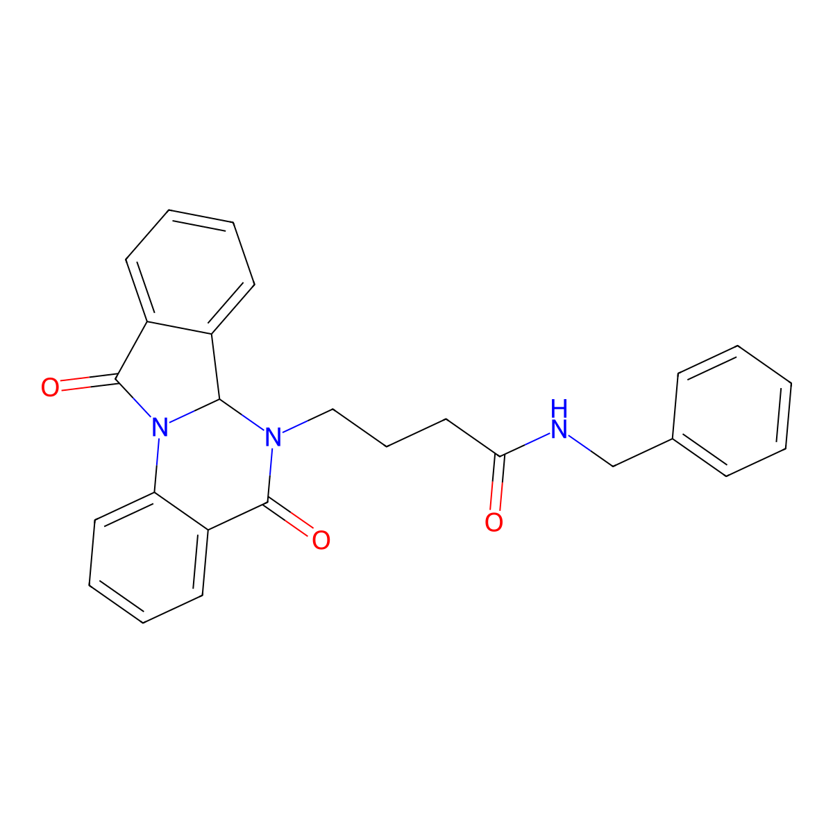 N-benzyl-4-(5,11-dioxo-6a,11-dihydroisoindolo[2,1-a]quinazolin-6(5H)-yl)butanamide molecular structure, CAS 1630850-87-1