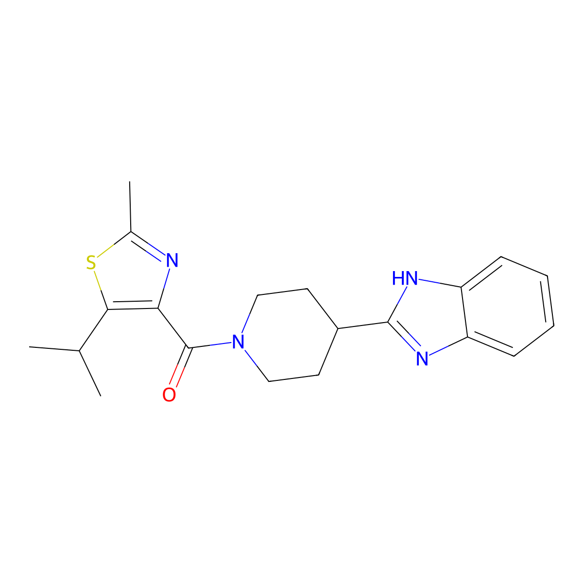 [4-(1H-benzimidazol-2-yl)piperidin-1-yl][2-methyl-5-(propan-2-yl)-1,3-thiazol-4-yl]methanone molecular structure, CAS 1630851-01-2