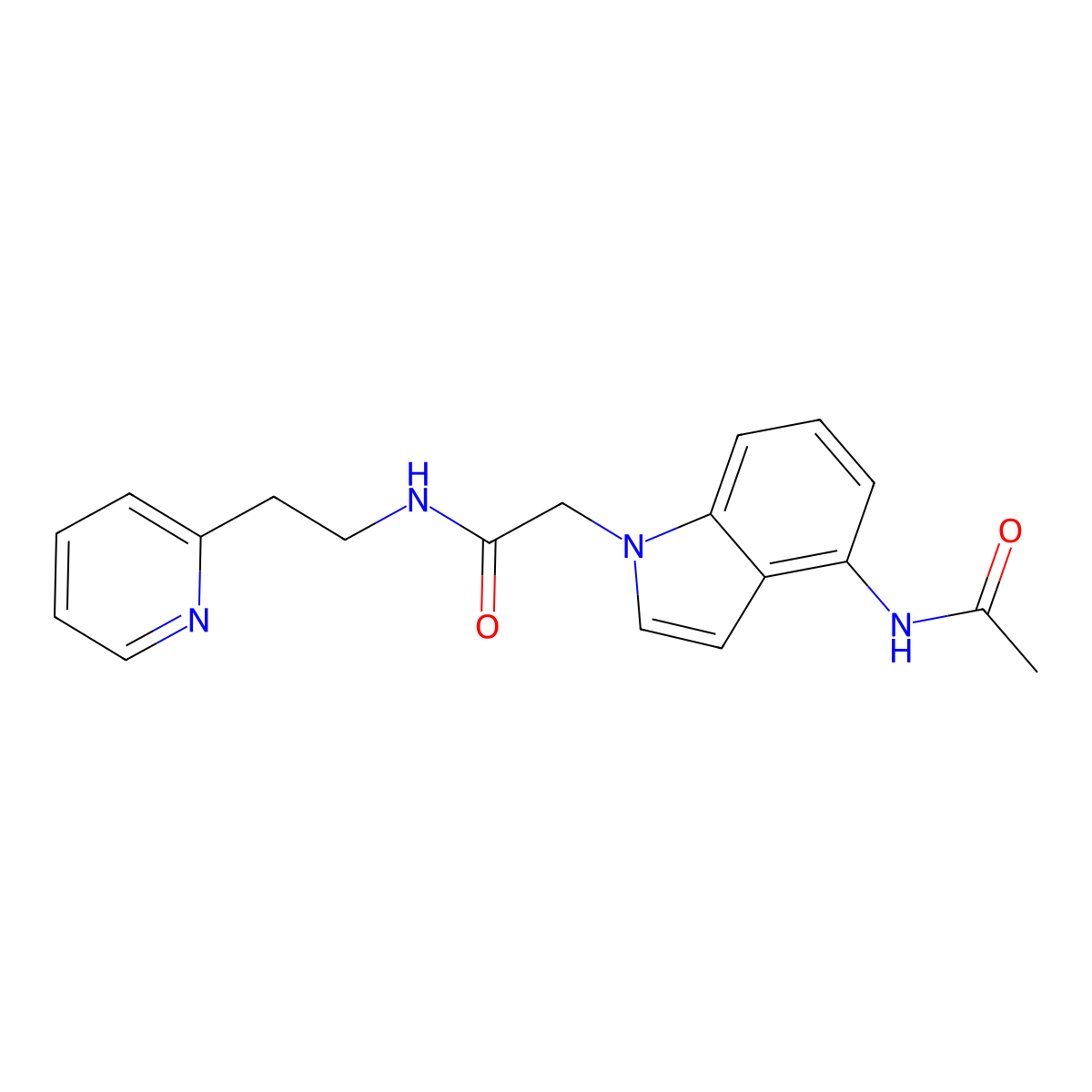 2-[4-(acetylamino)-1H-indol-1-yl]-N-[2-(pyridin-2-yl)ethyl]acetamide molecular structure, CAS 1630851-06-7
