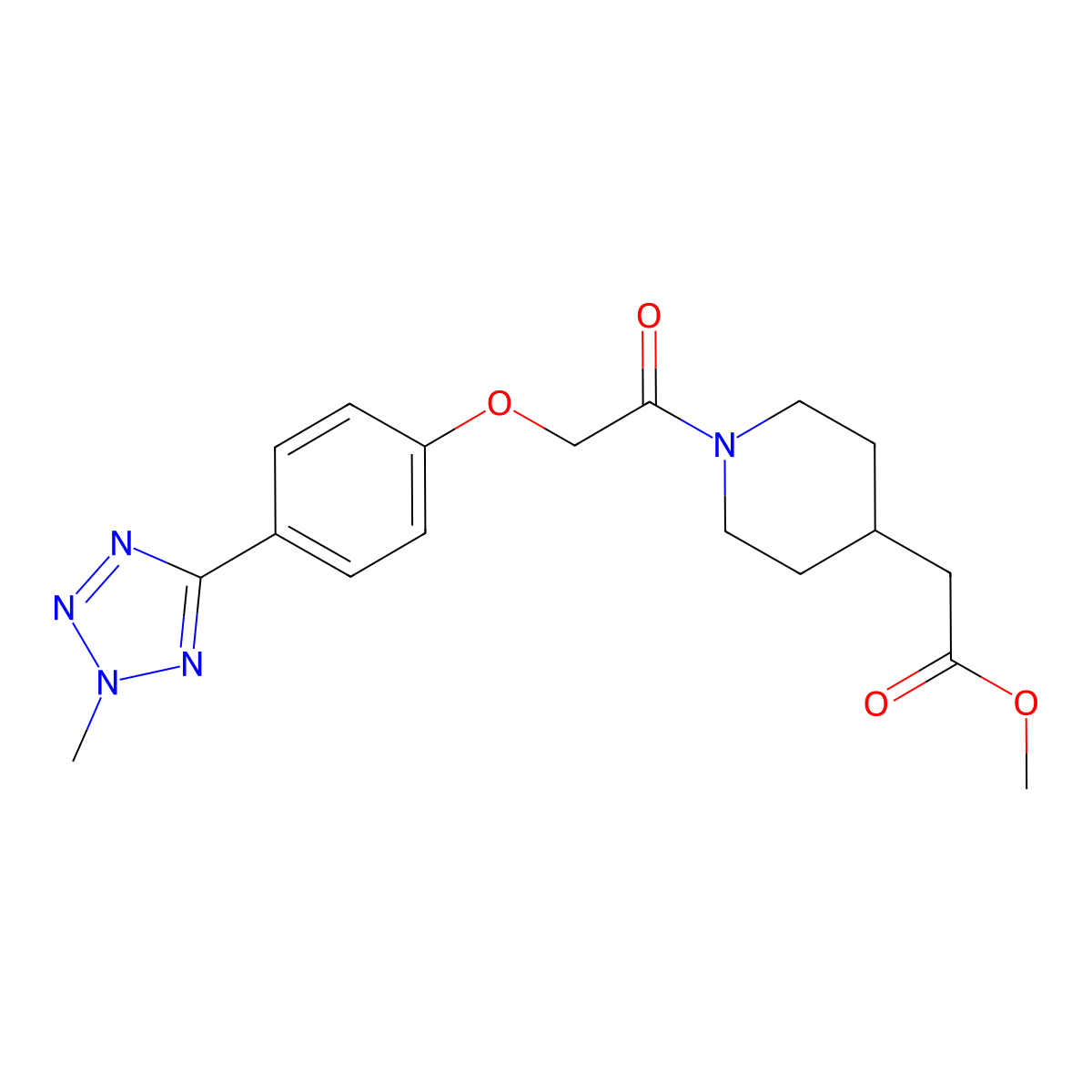 methyl (1-{[4-(2-methyl-2H-tetrazol-5-yl)phenoxy]acetyl}piperidin-4-yl)acetate molecular structure, CAS 1630851-10-3