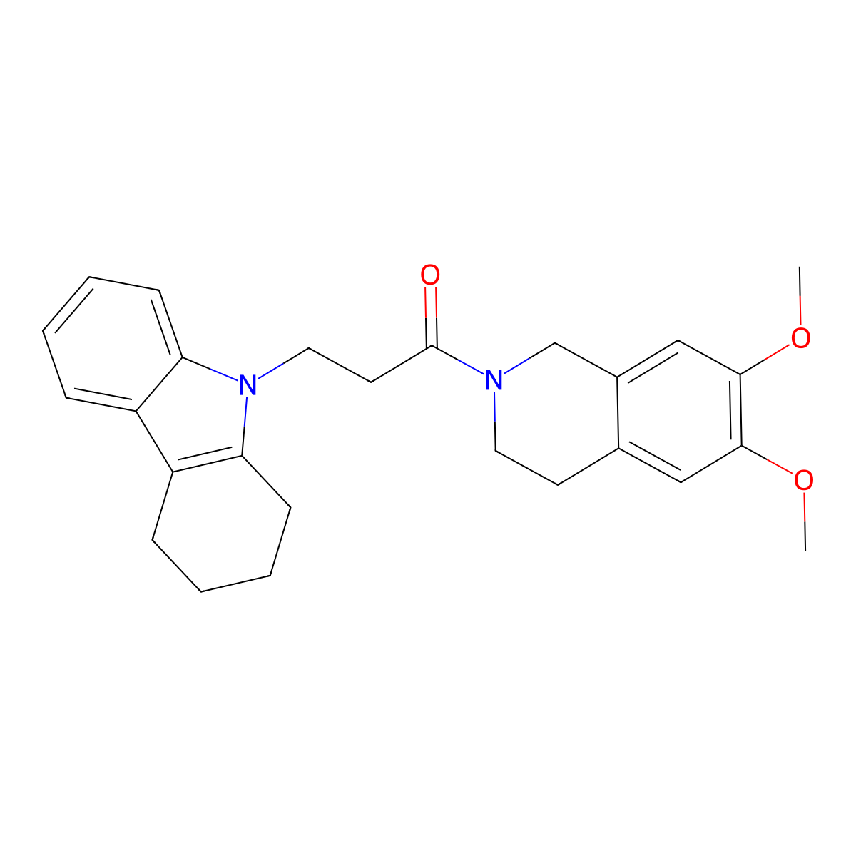 1-(6,7-dimethoxy-3,4-dihydroisoquinolin-2(1H)-yl)-3-(1,2,3,4-tetrahydro-9H-carbazol-9-yl)propan-1-one molecular structure, CAS 1630851-25-0