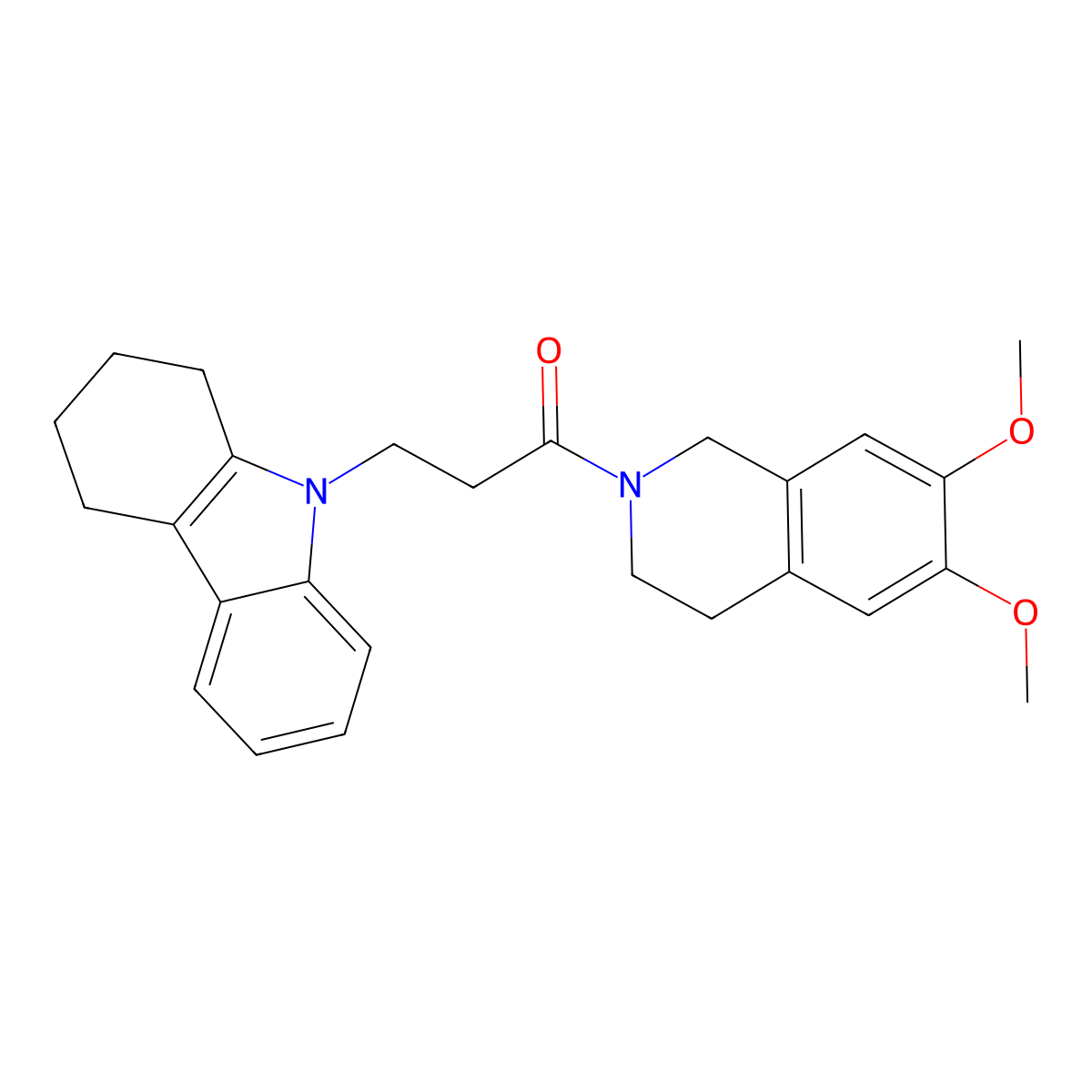 1-(6,7-dimethoxy-3,4-dihydroisoquinolin-2(1H)-yl)-3-(1,2,3,4-tetrahydro-9H-carbazol-9-yl)propan-1-one molecular structure, CAS 1630851-25-0