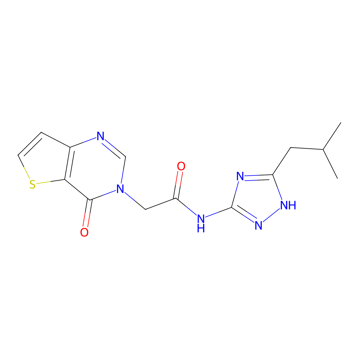N-[3-(2-methylpropyl)-1H-1,2,4-triazol-5-yl]-2-(4-oxothieno[3,2-d]pyrimidin-3(4H)-yl)acetamide molecular structure, CAS 1630851-39-6