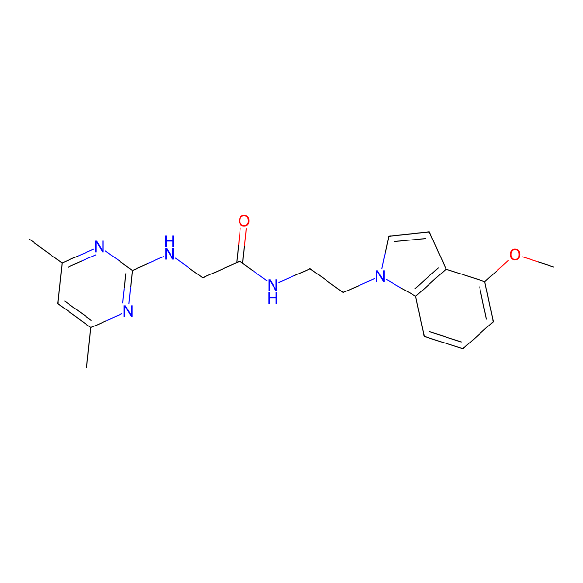 N~2~-(4,6-dimethylpyrimidin-2-yl)-N-[2-(4-methoxy-1H-indol-1-yl)ethyl]glycinamide molecular structure, CAS 1630851-87-4