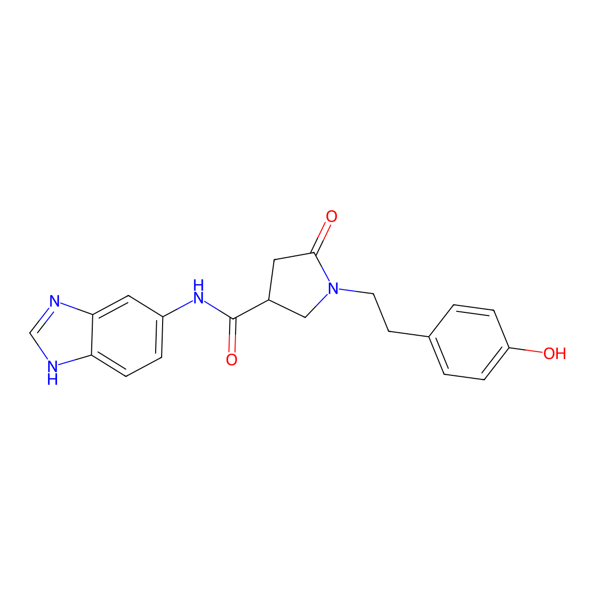 N-(1H-benzimidazol-5-yl)-1-[2-(4-hydroxyphenyl)ethyl]-5-oxopyrrolidine-3-carboxamide molecular structure, CAS 1630851-97-6