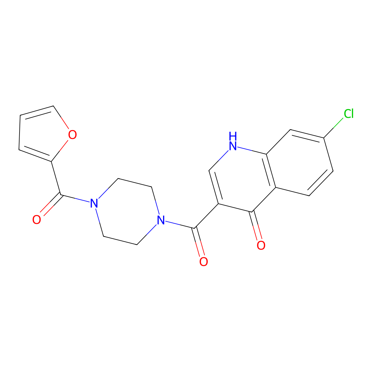 (7-Chloro-4-hydroxyquinolin-3-yl)[4-(furan-2-ylcarbonyl)piperazin-1-yl]methanone molecular structure, CAS 1630851-98-7