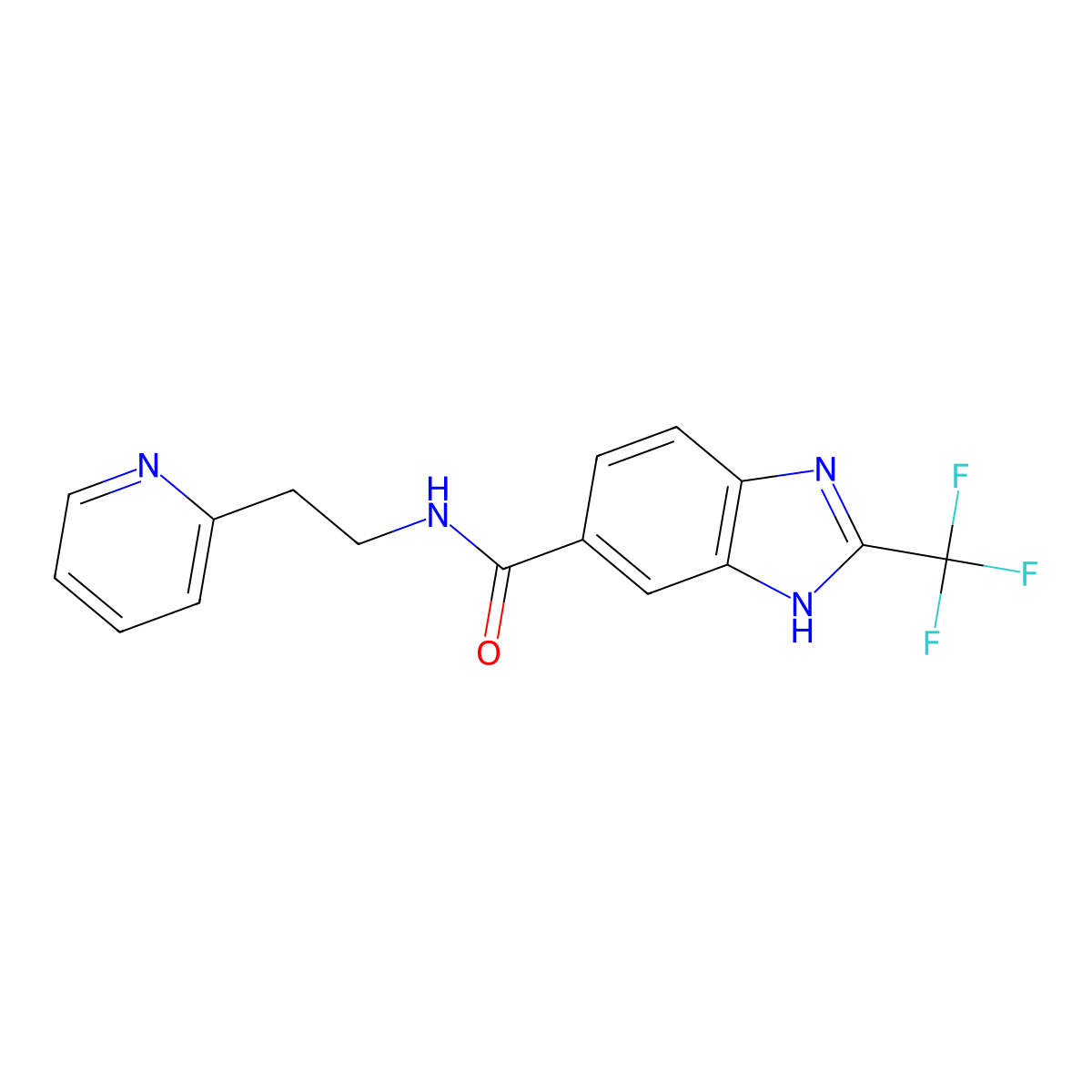N-[2-(2-pyridyl)ethyl]-2-(trifluoromethyl)-1H-1,3-benzimidazole-6-carboxamide molecular structure, CAS 1630852-18-4