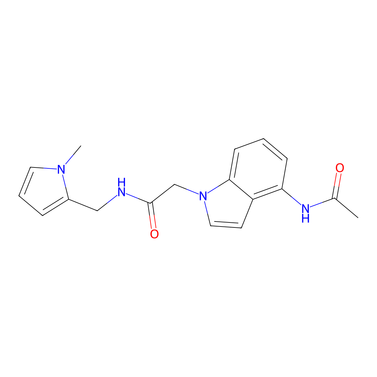 2-[4-(acetylamino)-1H-indol-1-yl]-N-[(1-methyl-1H-pyrrol-2-yl)methyl]acetamide molecular structure, CAS 1630852-29-7