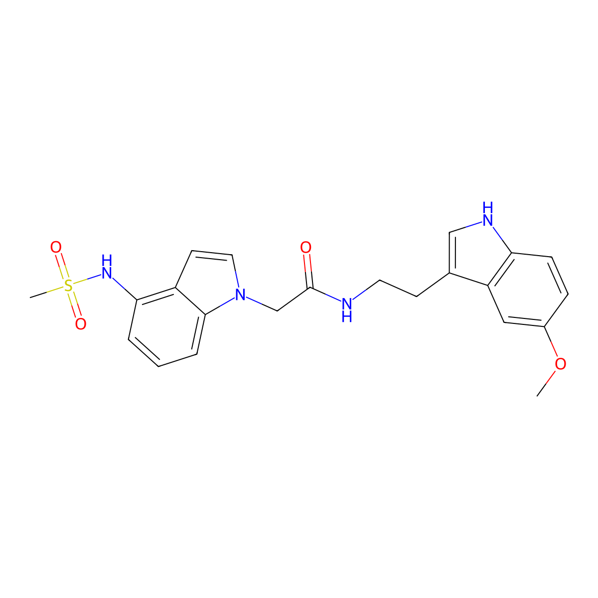 N-[2-(5-methoxy-1H-indol-3-yl)ethyl]-2-{4-[(methylsulfonyl)amino]-1H-indol-1-yl}acetamide molecular structure, CAS 1630852-31-1