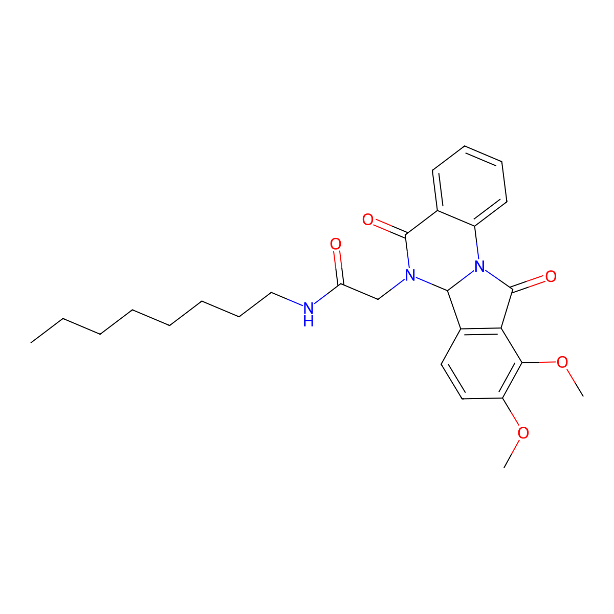 2-(9,10-dimethoxy-5,11-dioxo-6a,11-dihydroisoindolo[2,1-a]quinazolin-6(5H)-yl)-N-octylacetamide molecular structure, CAS 1630853-10-9