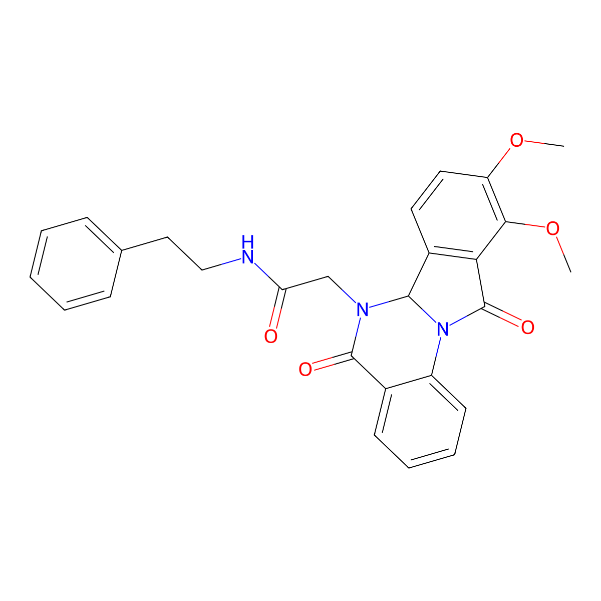 2-(9,10-dimethoxy-5,11-dioxo-6a,11-dihydroisoindolo[2,1-a]quinazolin-6(5H)-yl)-N-(2-phenylethyl)acetamide molecular structure, CAS 1630853-22-3