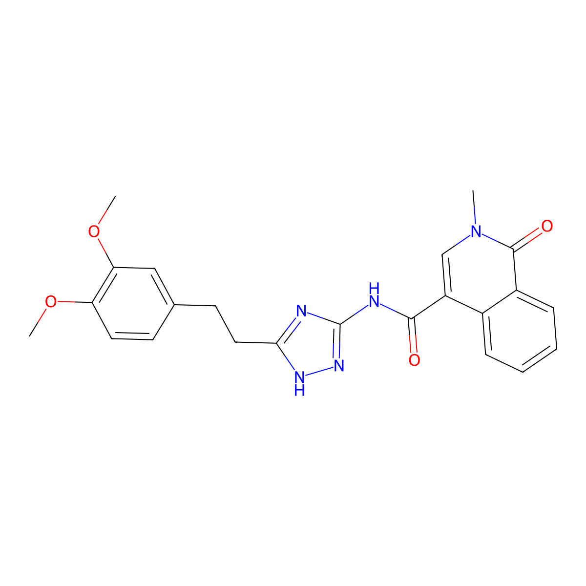 N-{3-[2-(3,4-dimethoxyphenyl)ethyl]-1H-1,2,4-triazol-5-yl}-2-methyl-1-oxo-1,2-dihydroisoquinoline-4-carboxamide molecular structure, CAS 1630853-28-9