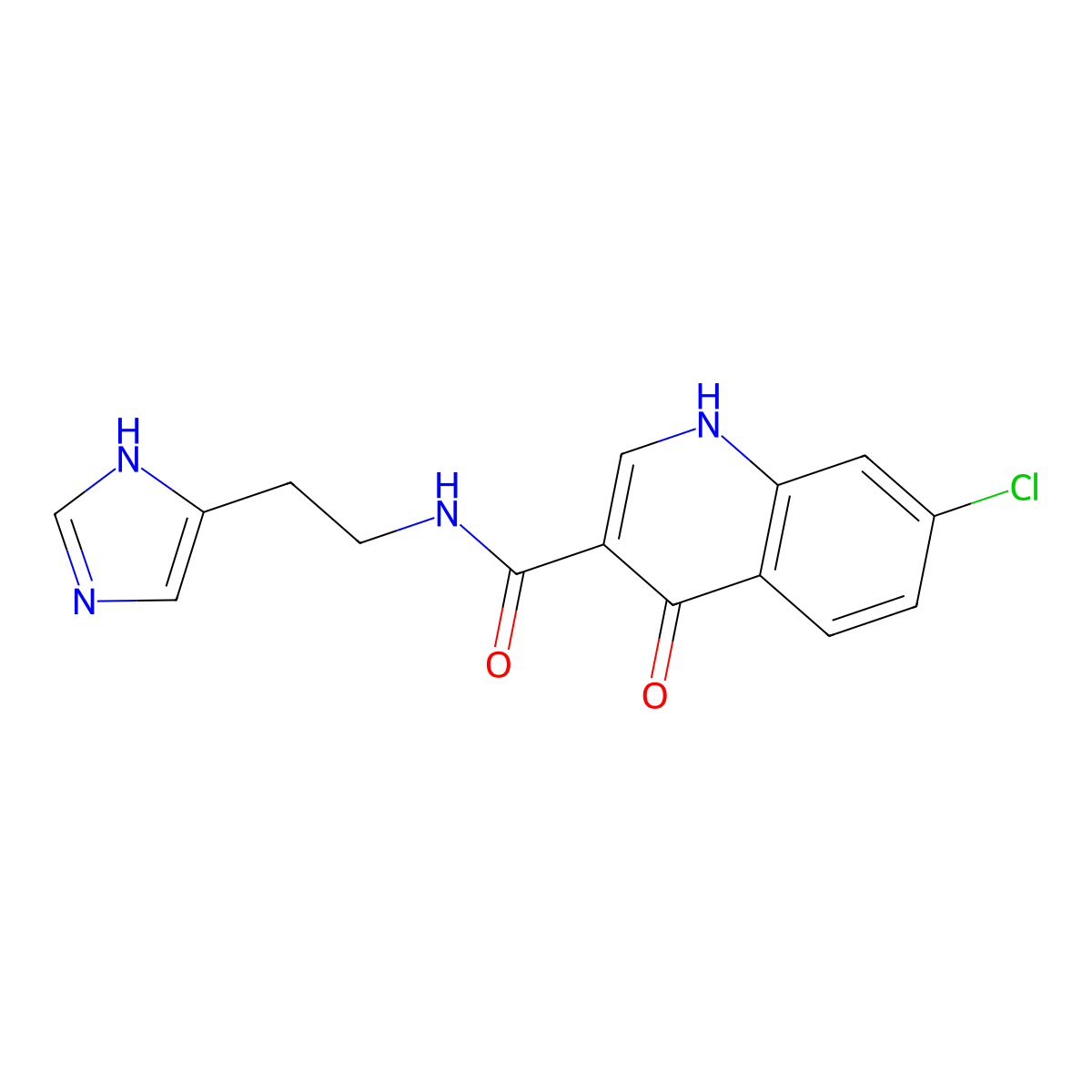 7-chloro-4-hydroxy-N-[2-(1H-imidazol-4-yl)ethyl]quinoline-3-carboxamide molecular structure, CAS 1630853-55-2