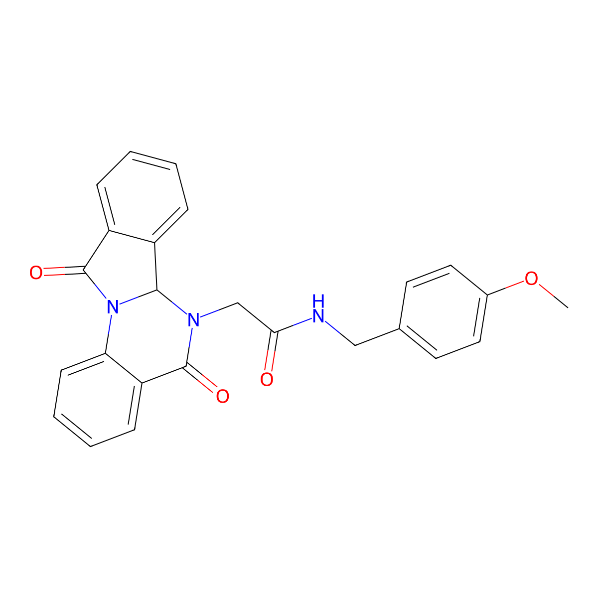 2-(5,11-dioxo-6a,11-dihydroisoindolo[2,1-a]quinazolin-6(5H)-yl)-N-(4-methoxybenzyl)acetamide molecular structure, CAS 1630853-57-4