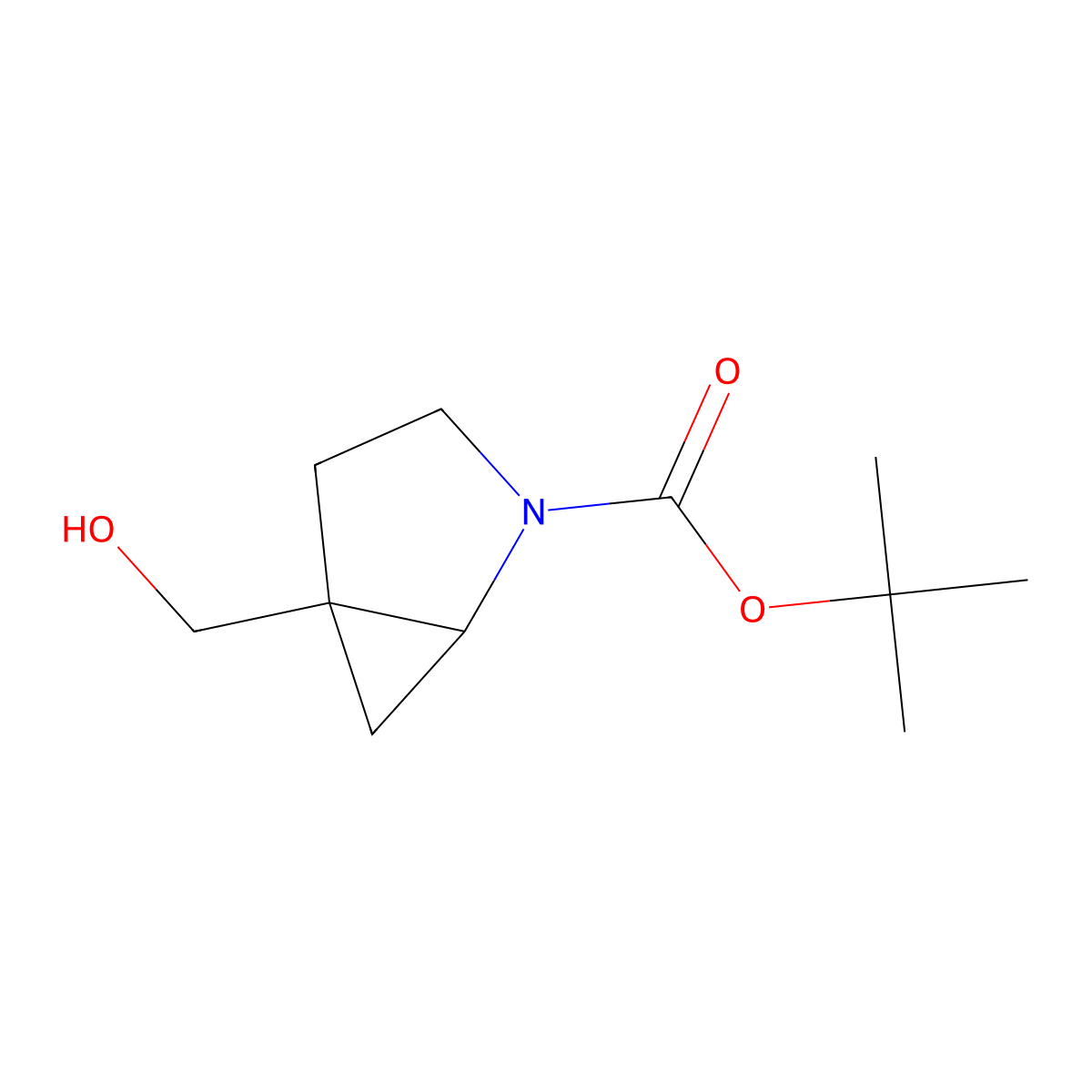 Tert-butyl 5-(hydroxymethyl)-2-azabicyclo[3.1.0]hexane-2-carboxylate molecular structure, CAS 1630855-19-4