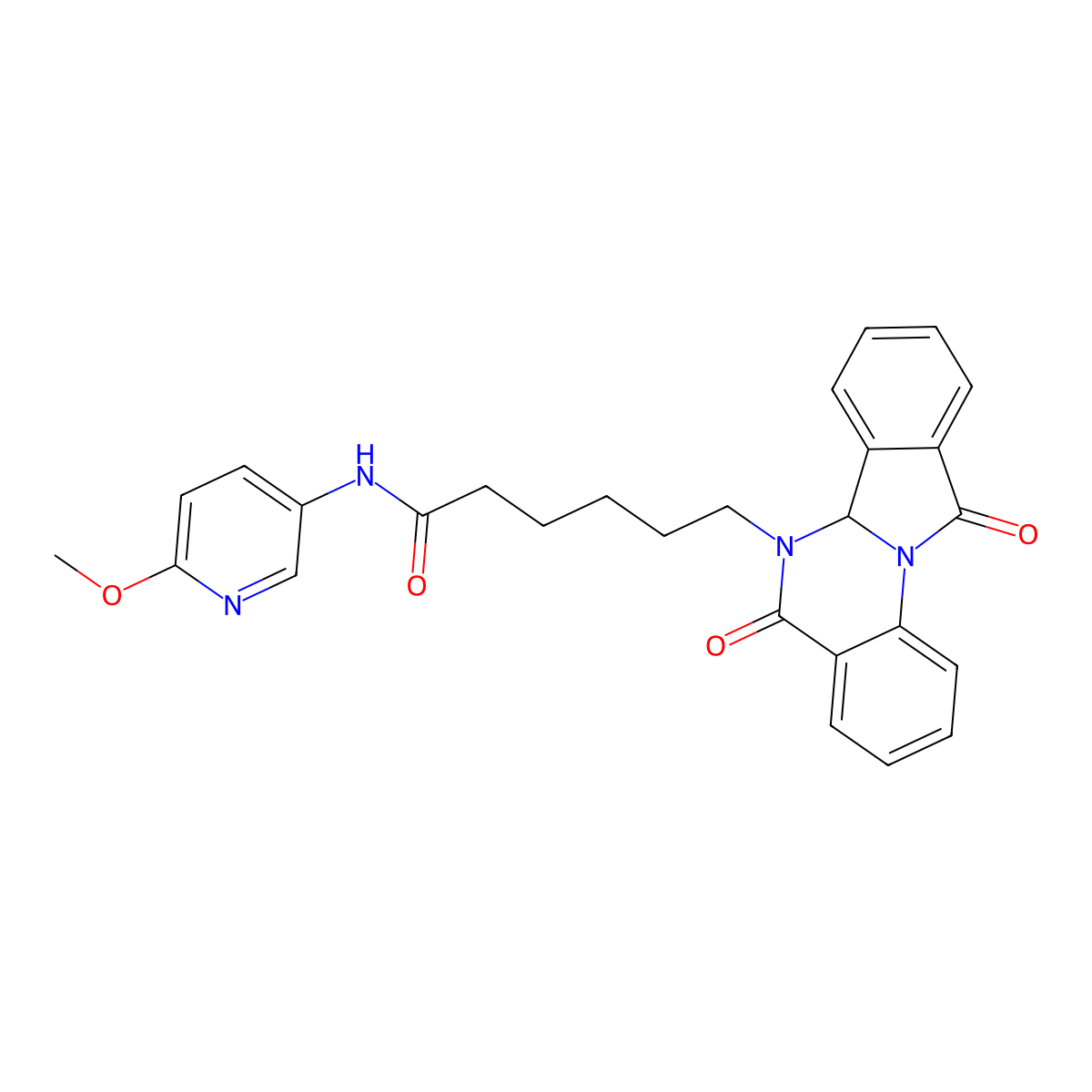 6-(5,11-dioxo-6a,11-dihydroisoindolo[2,1-a]quinazolin-6(5H)-yl)-N-(6-methoxypyridin-3-yl)hexanamide molecular structure, CAS 1630856-21-1