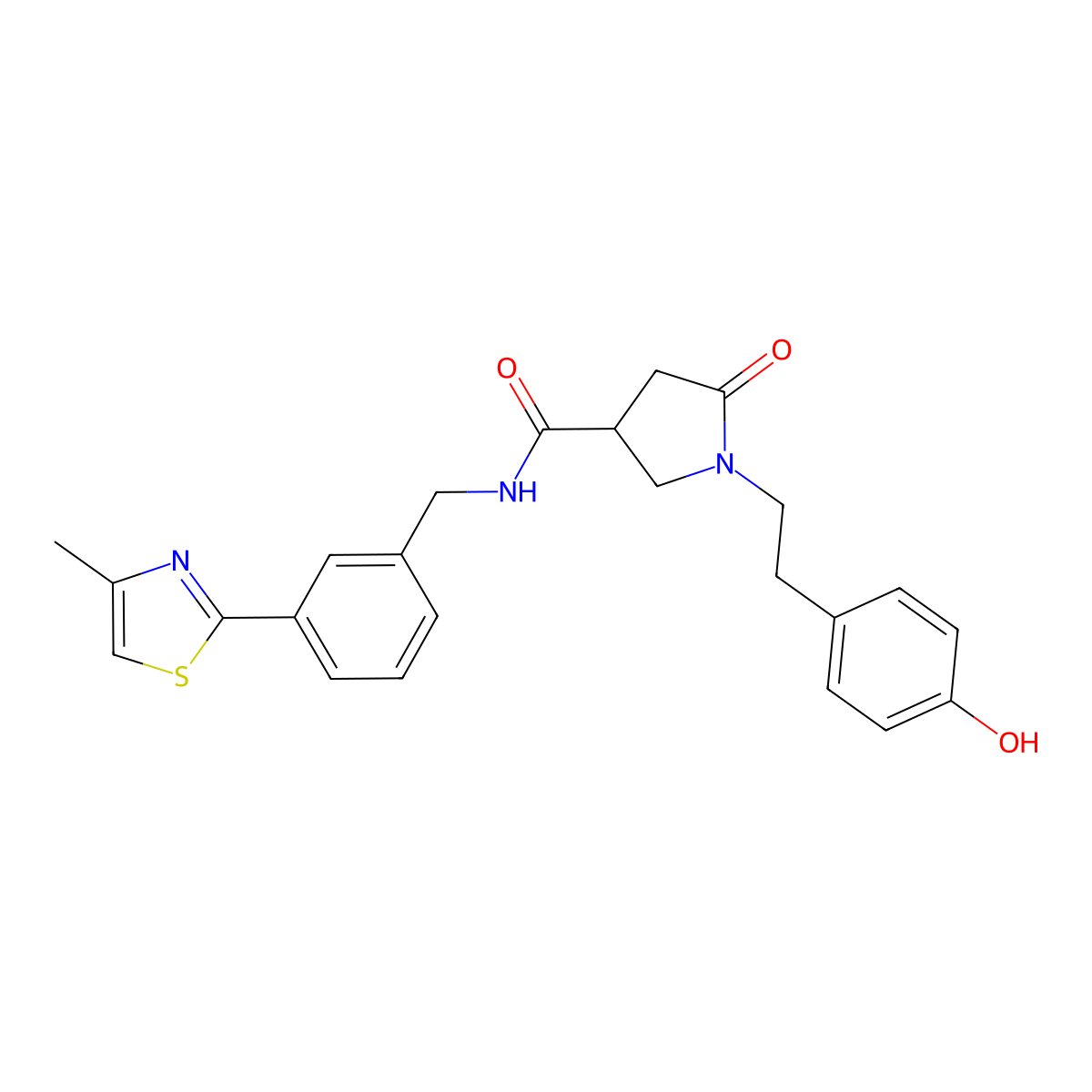 1-[2-(4-hydroxyphenyl)ethyl]-N-[3-(4-methyl-1,3-thiazol-2-yl)benzyl]-5-oxopyrrolidine-3-carboxamide molecular structure, CAS 1630856-23-3