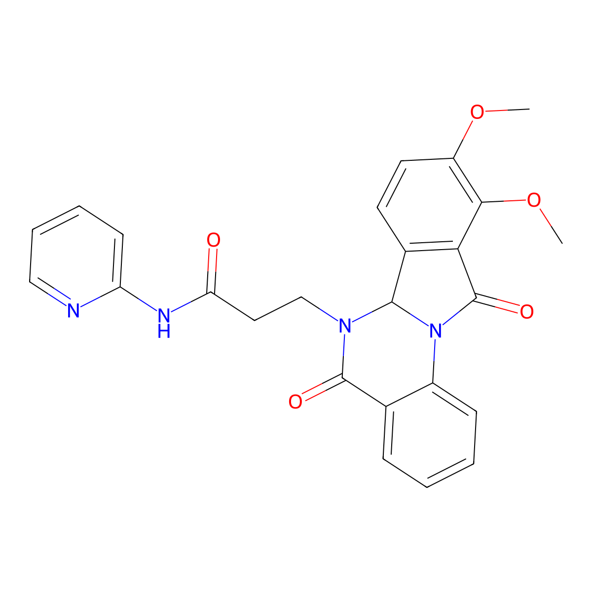 3-(9,10-dimethoxy-5,11-dioxo-6a,11-dihydroisoindolo[2,1-a]quinazolin-6(5H)-yl)-N-(pyridin-2-yl)propanamide molecular structure, CAS 1630856-25-5