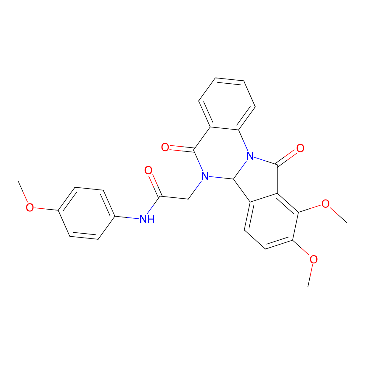 2-(9,10-dimethoxy-5,11-dioxo-6a,11-dihydroisoindolo[2,1-a]quinazolin-6(5H)-yl)-N-(4-methoxyphenyl)acetamide molecular structure, CAS 1630856-29-9