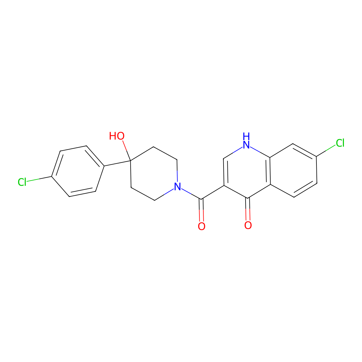 (7-Chloro-4-hydroxyquinolin-3-yl)[4-(4-chlorophenyl)-4-hydroxypiperidin-1-yl]methanone molecular structure, CAS 1630856-43-7