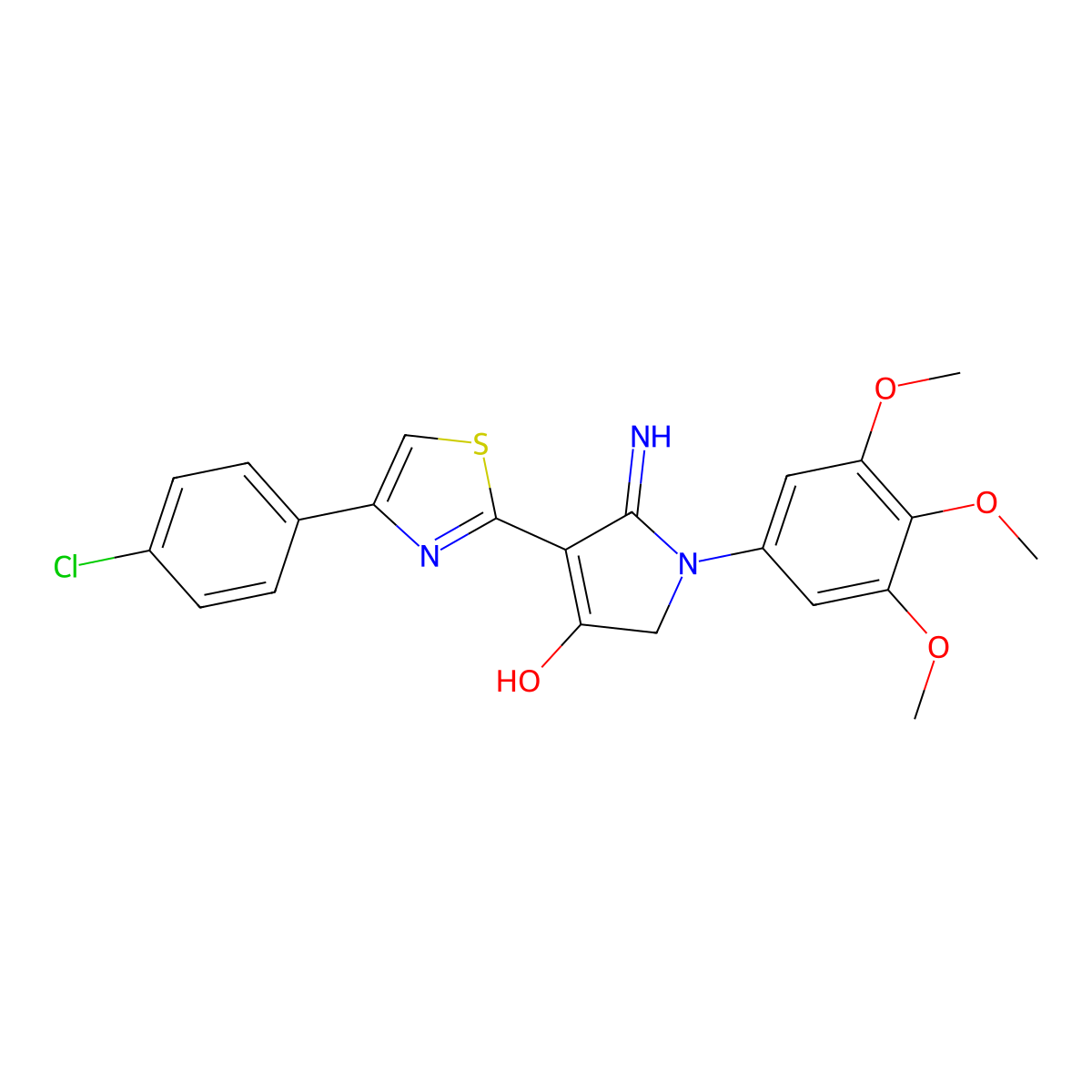 5-amino-4-(4-(4-chlorophenyl)thiazol-2-yl)-1-(3,4,5-trimethoxyphenyl)-1H-pyrrol-3(2H)-one molecular structure, CAS 1630856-45-9