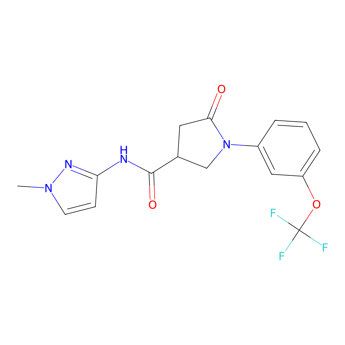 N-(1-methyl-1H-pyrazol-3-yl)-5-oxo-1-[3-(trifluoromethoxy)phenyl]pyrrolidine-3-carboxamide molecular structure, CAS 1630856-61-9
