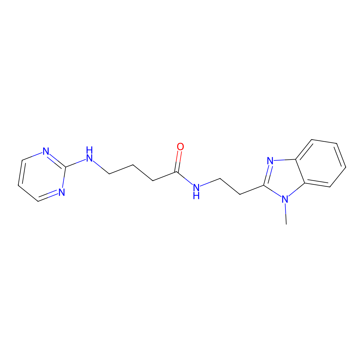 N-[2-(1-methyl-1H-1,3-benzimidazol-2-yl)ethyl]-4-(2-pyrimidinylamino)butanamide molecular structure, CAS 1630856-78-8