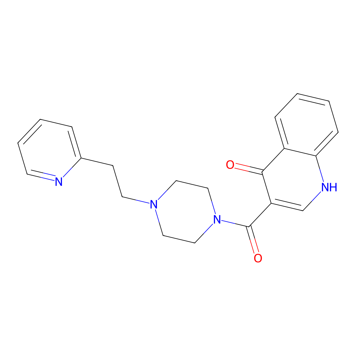 (4-Hydroxyquinolin-3-yl){4-[2-(pyridin-2-yl)ethyl]piperazin-1-yl}methanone molecular structure, CAS 1630856-81-3