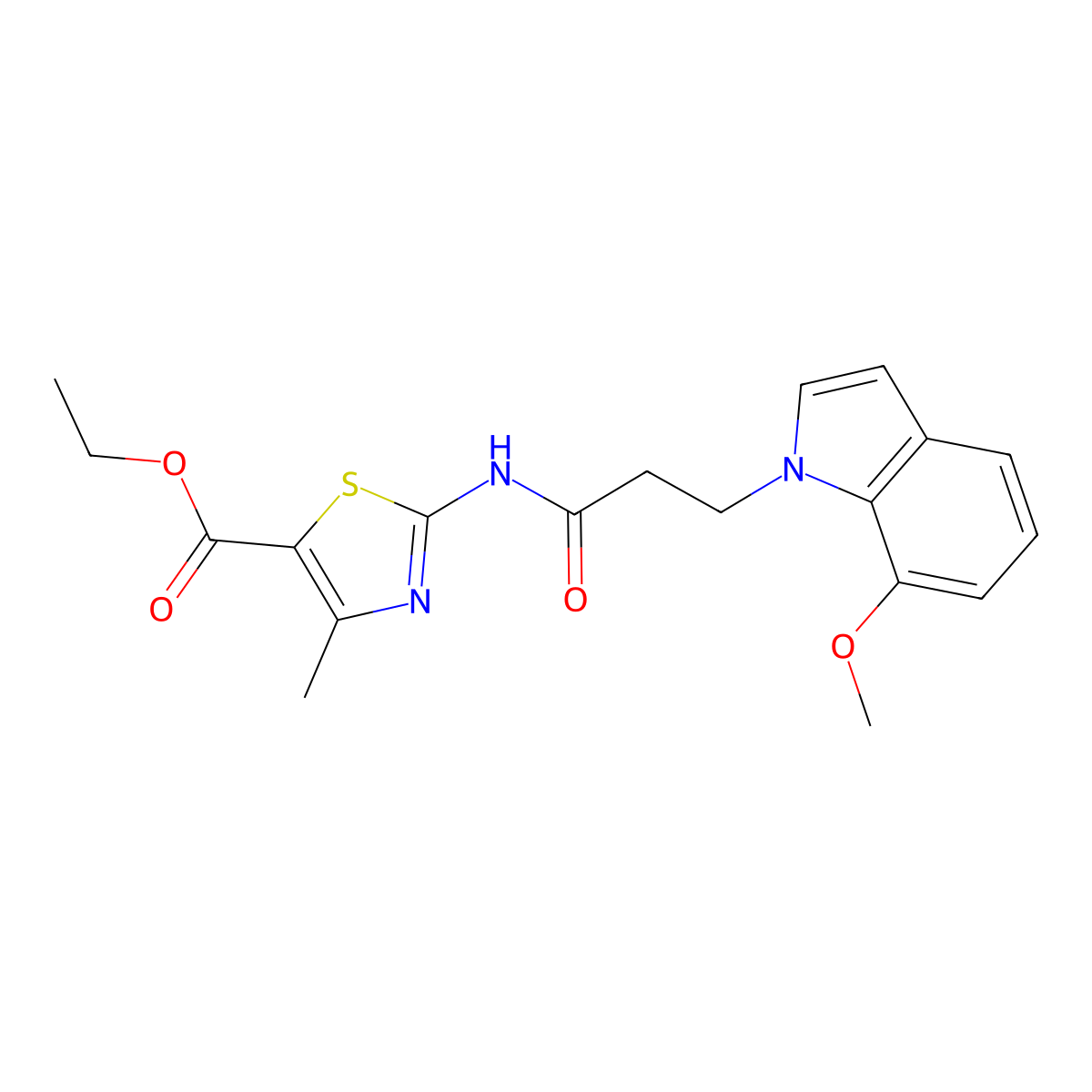 ethyl 2-{[3-(7-methoxy-1H-indol-1-yl)propanoyl]amino}-4-methyl-1,3-thiazole-5-carboxylate molecular structure, CAS 1630856-83-5