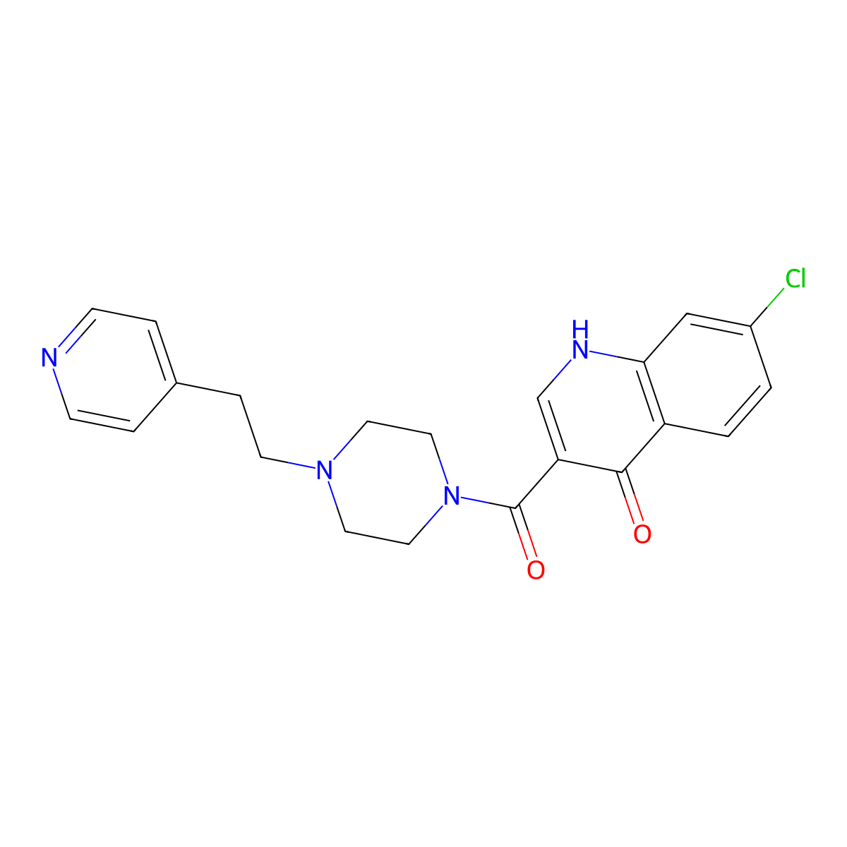 (7-Chloro-4-hydroxyquinolin-3-yl){4-[2-(pyridin-4-yl)ethyl]piperazin-1-yl}methanone molecular structure, CAS 1630857-03-2