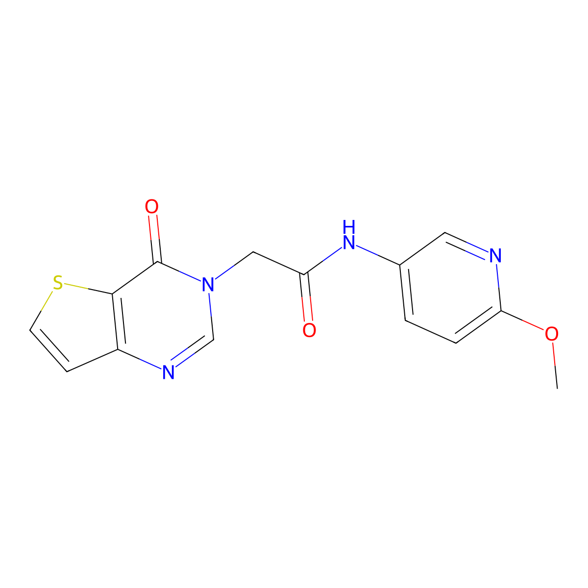 N-(6-methoxypyridin-3-yl)-2-(4-oxothieno[3,2-d]pyrimidin-3(4H)-yl)acetamide molecular structure, CAS 1630857-04-3