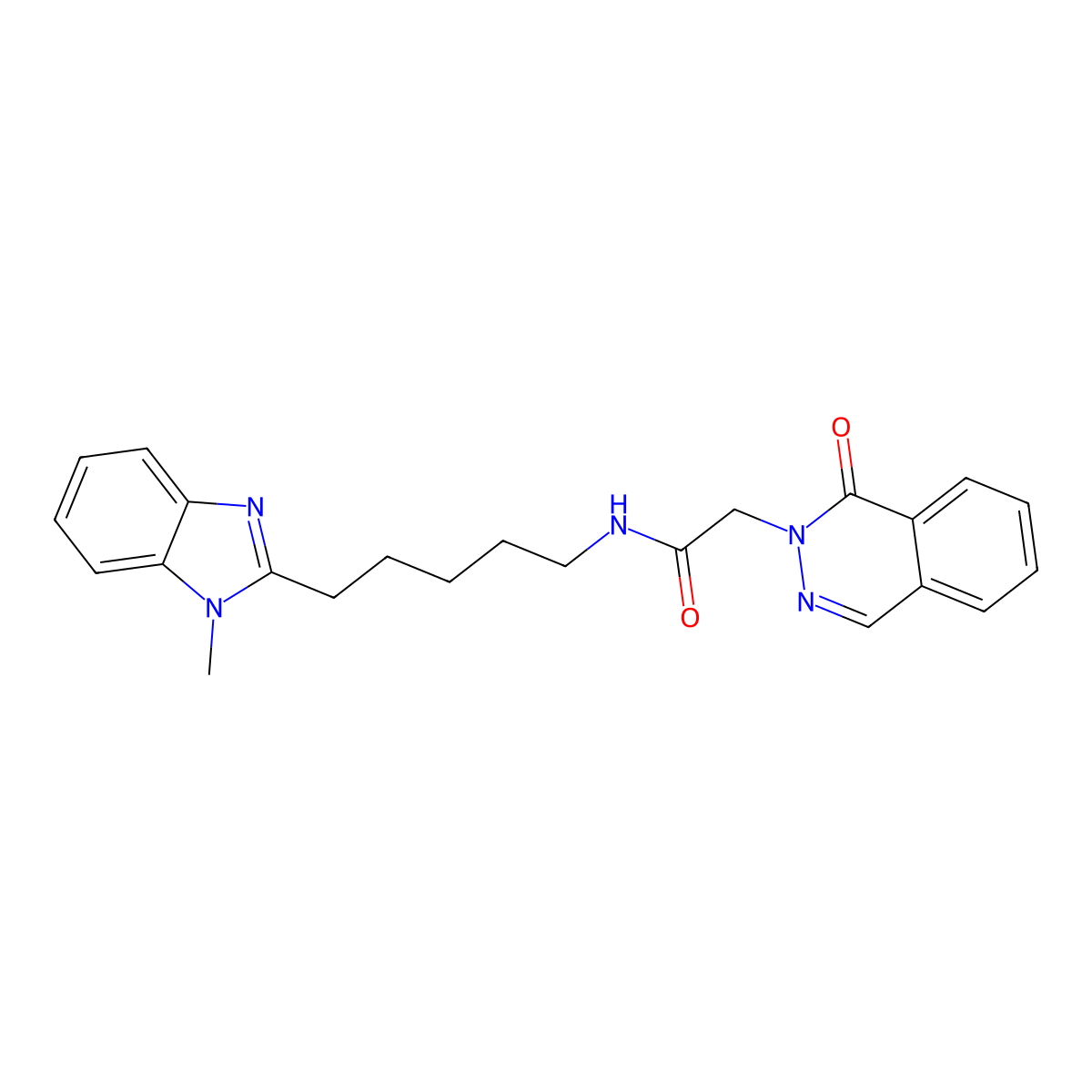 N-[5-(1-methyl-1H-benzimidazol-2-yl)pentyl]-2-(1-oxophthalazin-2(1H)-yl)acetamide molecular structure, CAS 1630857-05-4