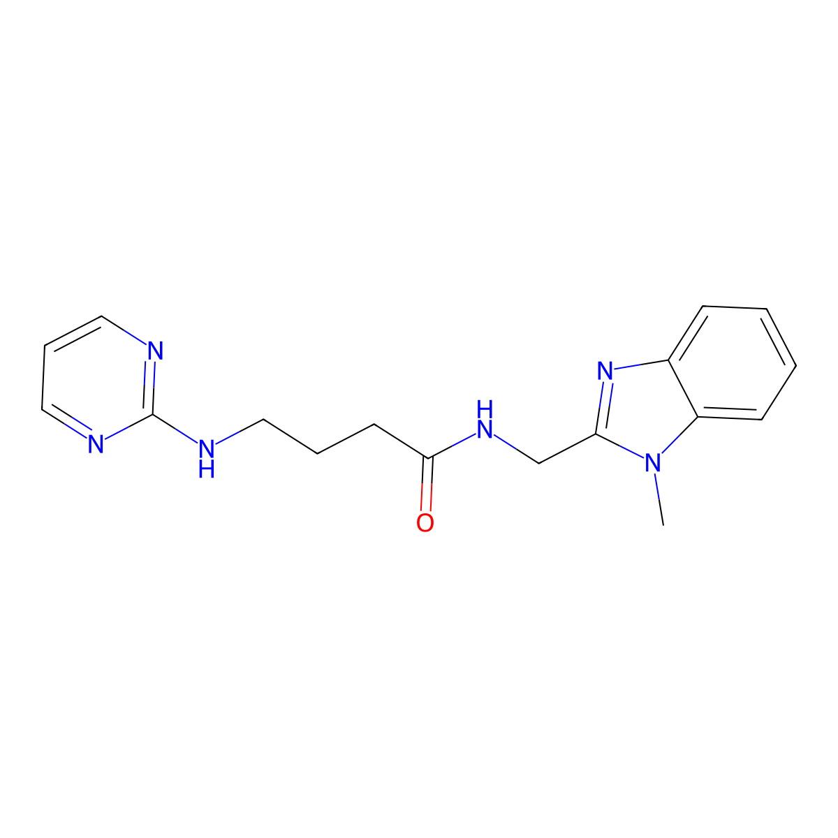 N-[(1-methyl-1H-1,3-benzimidazol-2-yl)methyl]-4-(2-pyrimidinylamino)butanamide molecular structure, CAS 1630857-27-0