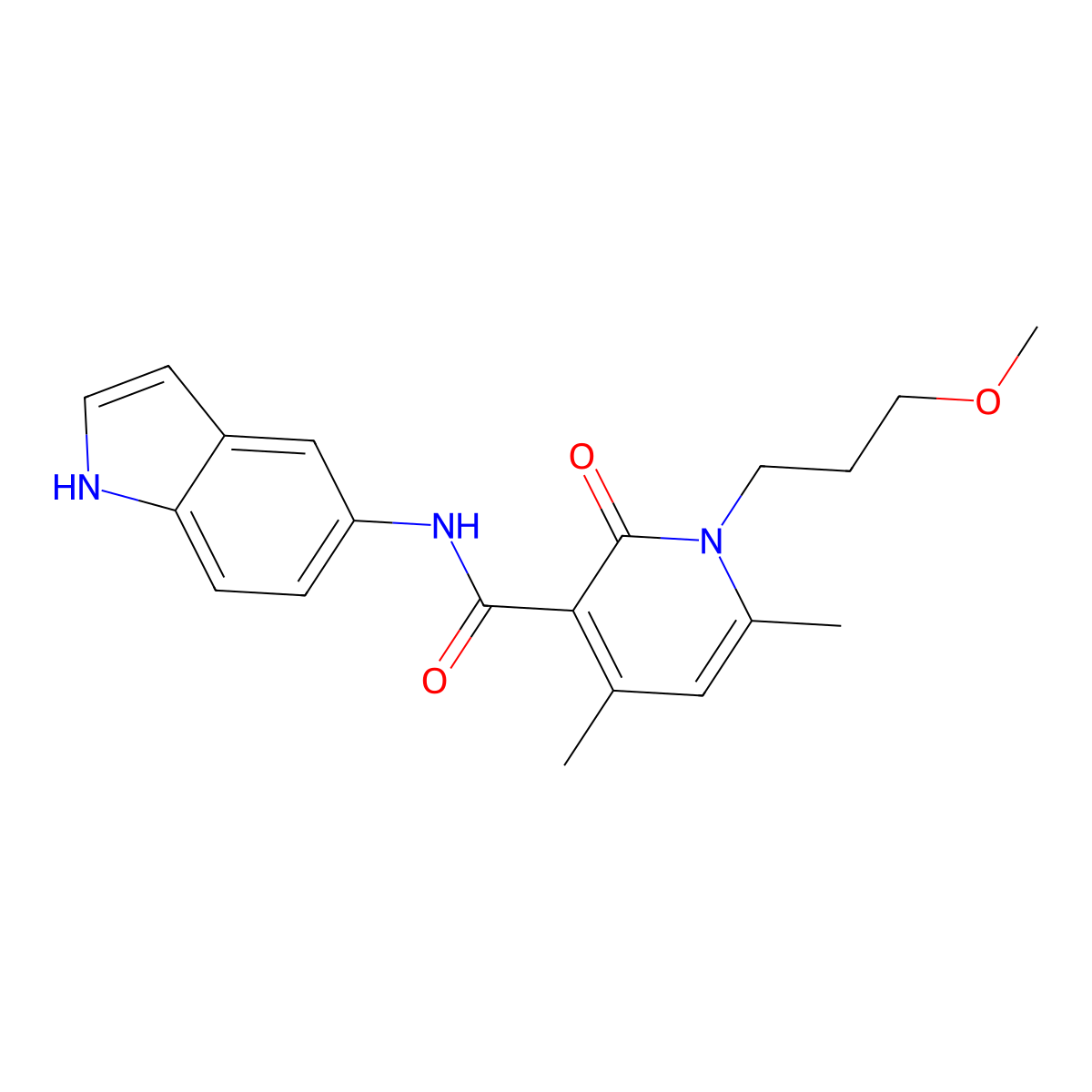 N-(1H-indol-5-yl)-1-(3-methoxypropyl)-4,6-dimethyl-2-oxo-1,2-dihydropyridine-3-carboxamide molecular structure, CAS 1630857-30-5
