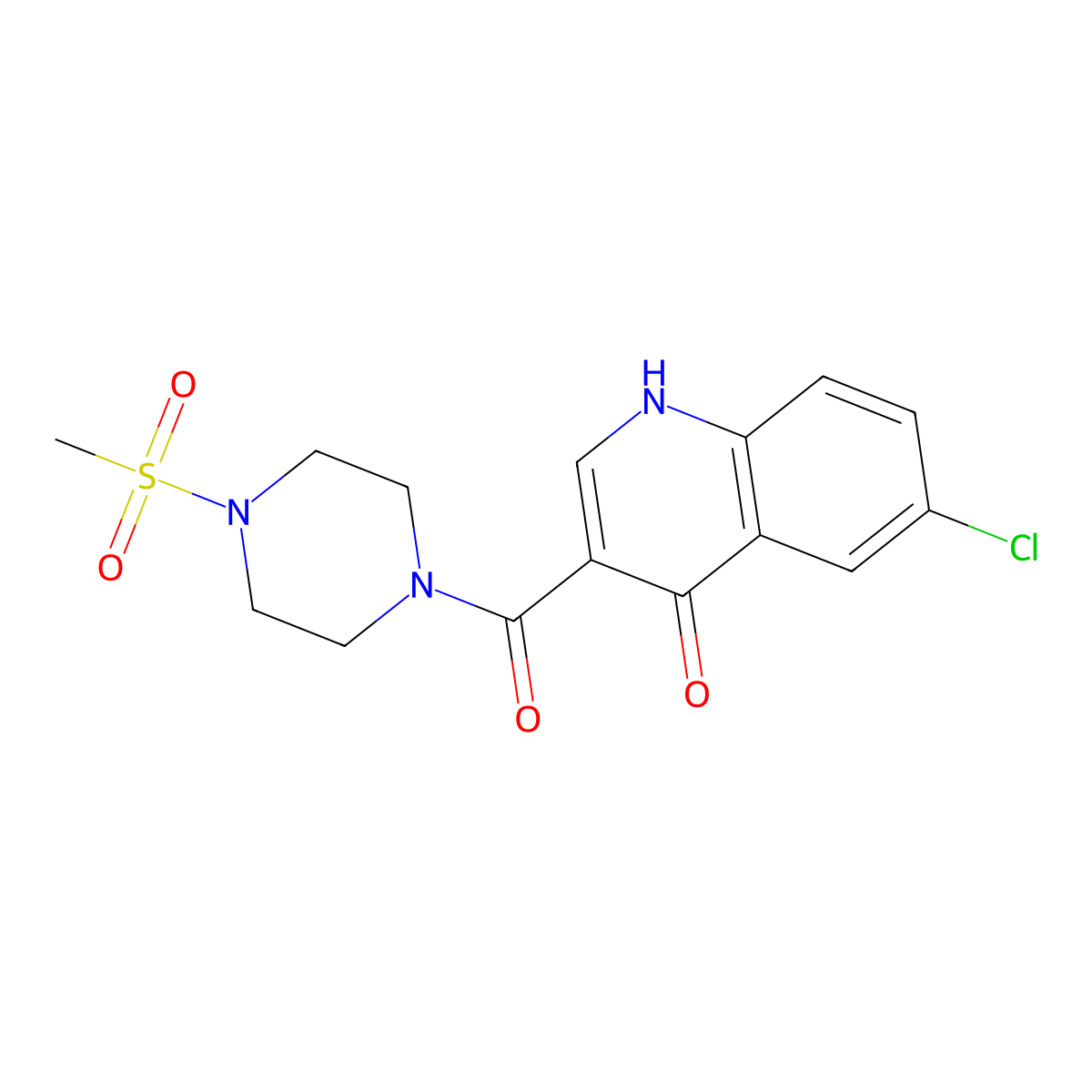 (6-Chloro-4-hydroxyquinolin-3-yl)[4-(methylsulfonyl)piperazin-1-yl]methanone molecular structure, CAS 1630857-41-8