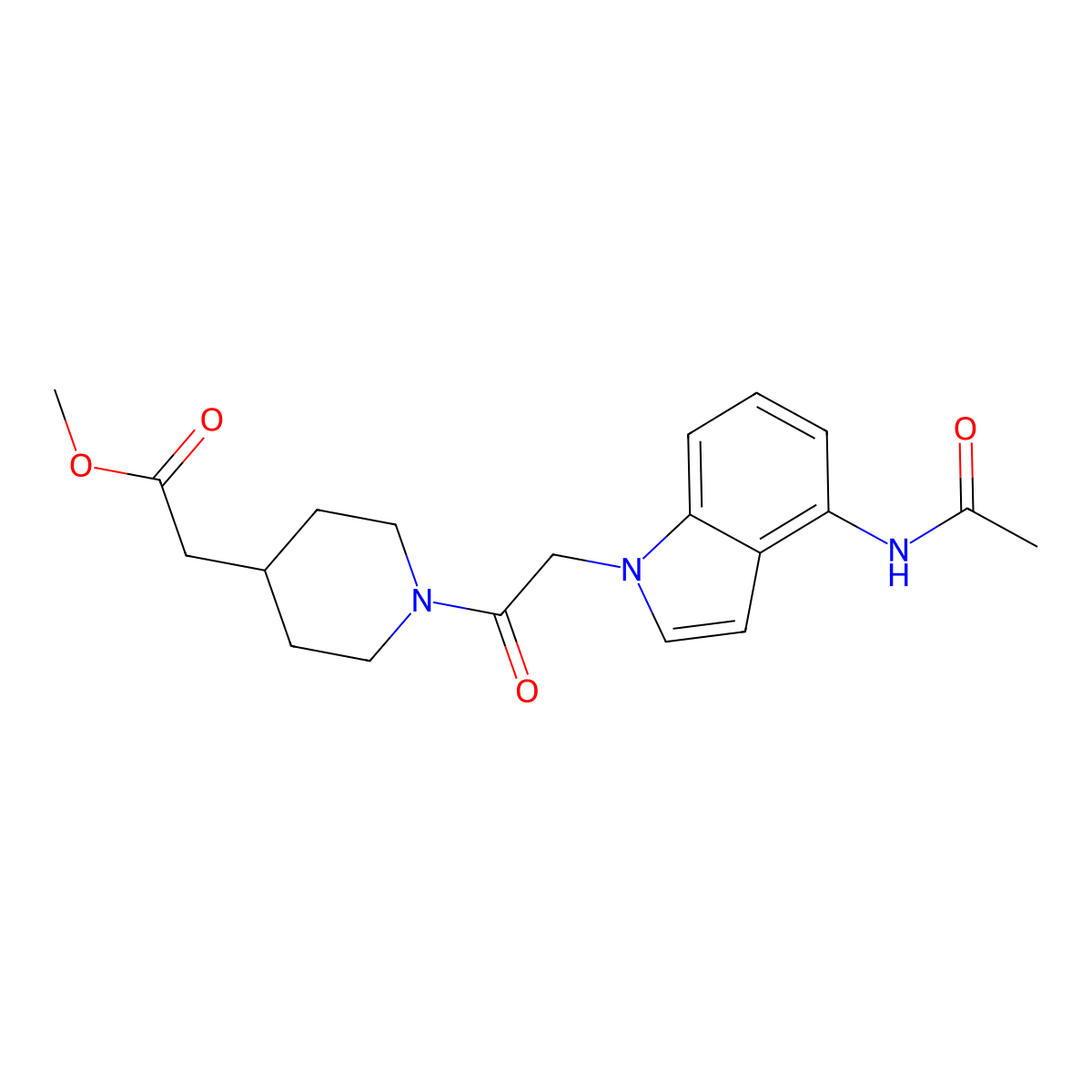 methyl (1-{[4-(acetylamino)-1H-indol-1-yl]acetyl}piperidin-4-yl)acetate molecular structure, CAS 1630857-46-3