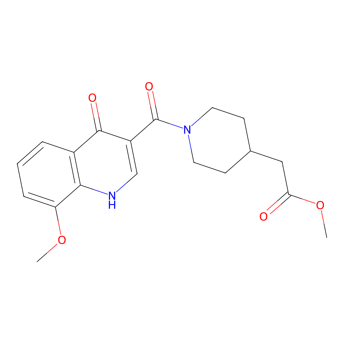 Methyl {1-[(4-hydroxy-8-methoxyquinolin-3-yl)carbonyl]piperidin-4-yl}acetate molecular structure, CAS 1630857-56-5