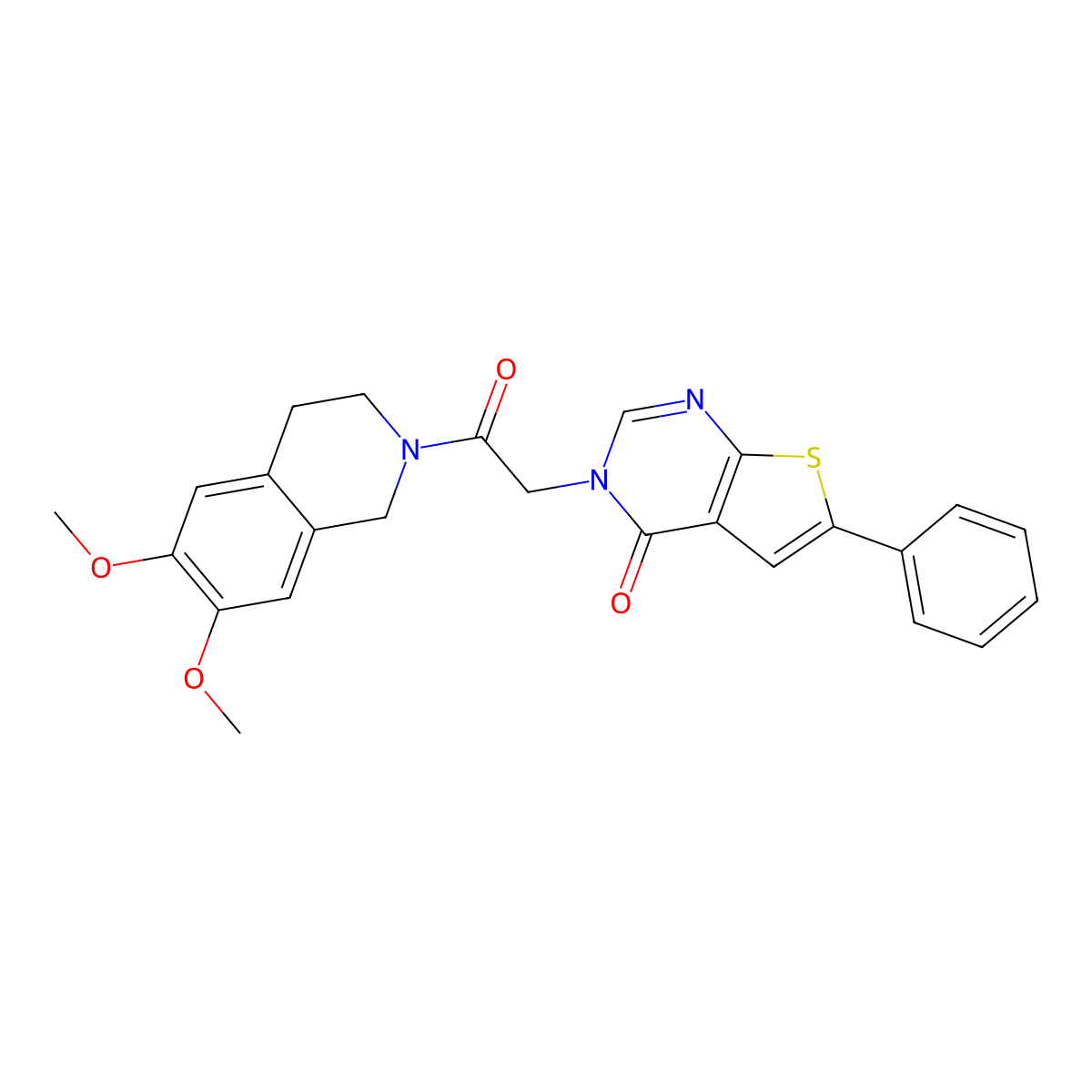 3-[2-(6,7-dimethoxy-3,4-dihydroisoquinolin-2(1H)-yl)-2-oxoethyl]-6-phenylthieno[2,3-d]pyrimidin-4(3H)-one molecular structure, CAS 1630857-82-7