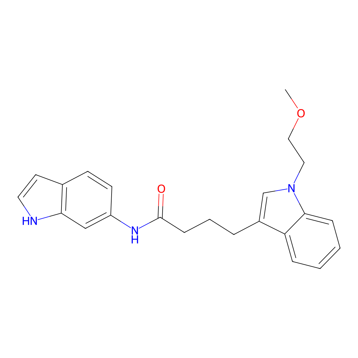 N-(1H-indol-6-yl)-4-[1-(2-methoxyethyl)-1H-indol-3-yl]butanamide molecular structure, CAS 1630857-95-2