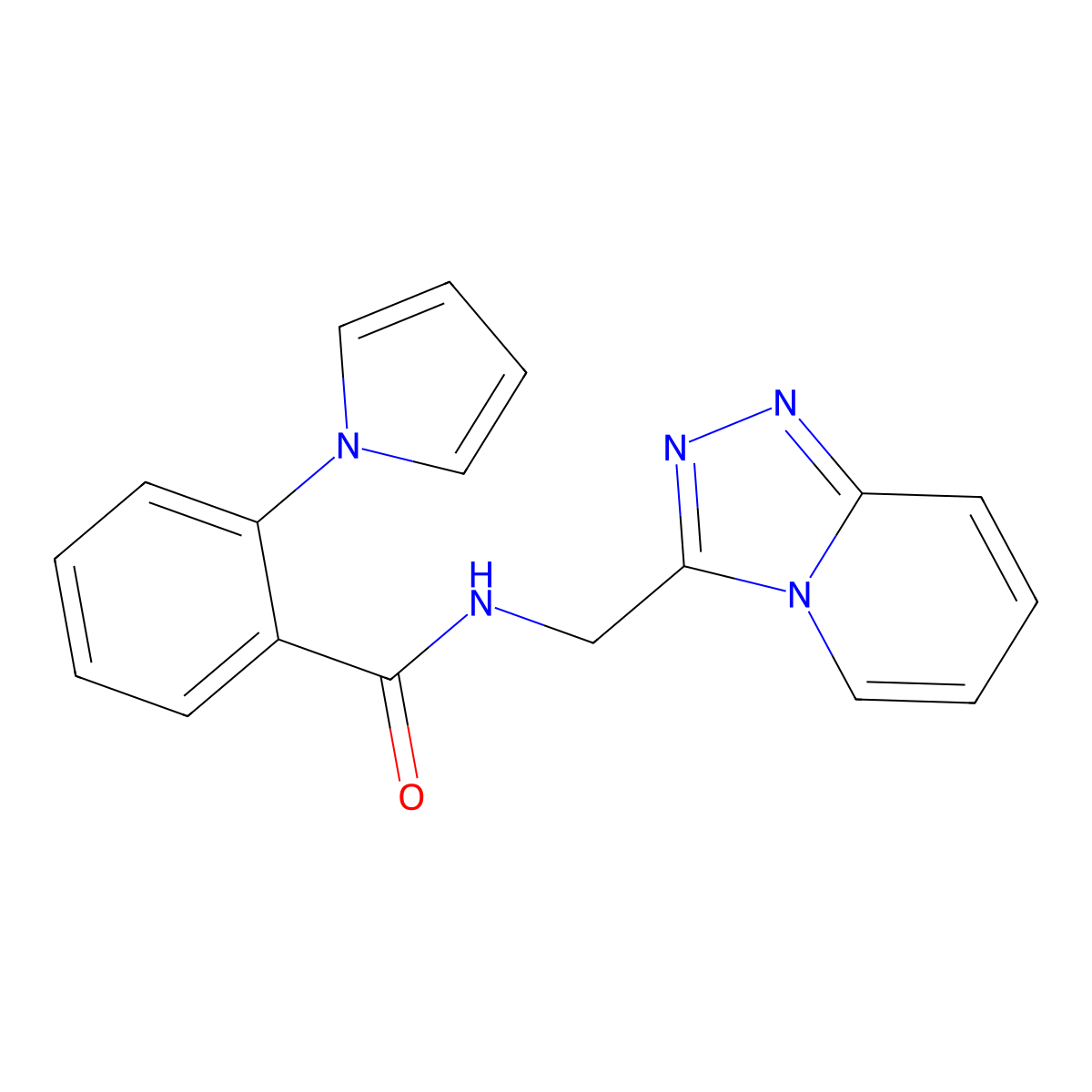 2-(1H-pyrrol-1-yl)-N-([1,2,4]triazolo[4,3-a]pyridin-3-ylmethyl)benzamide molecular structure, CAS 1630858-01-3