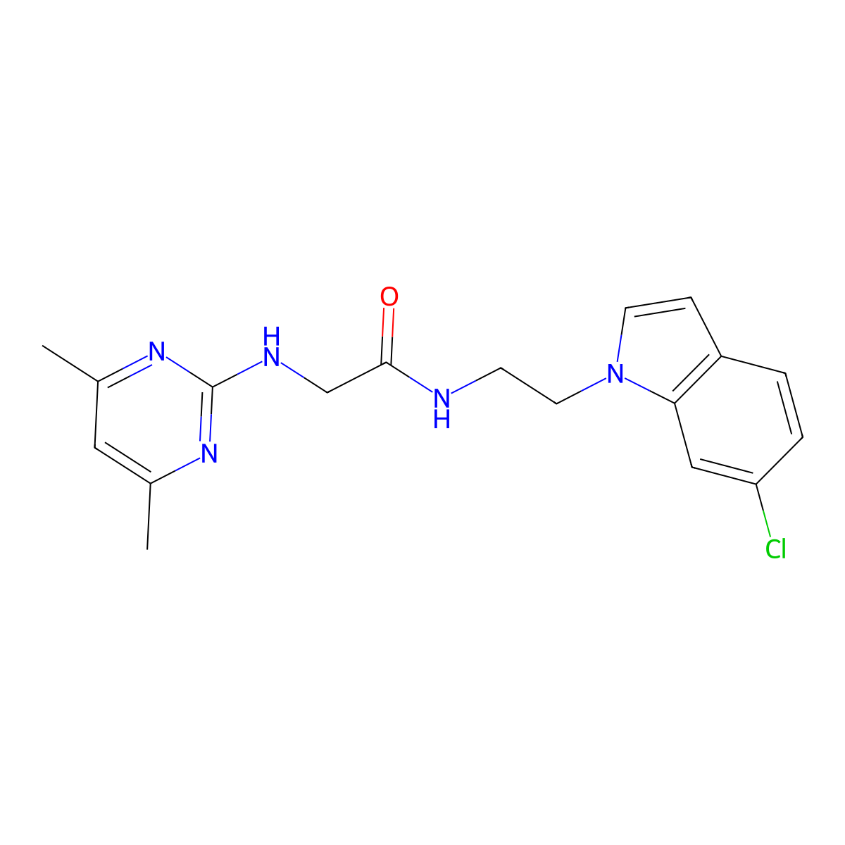 N-[2-(6-chloro-1H-indol-1-yl)ethyl]-2-[(4,6-dimethyl-2-pyrimidinyl)amino]acetamide molecular structure, CAS 1630858-06-8