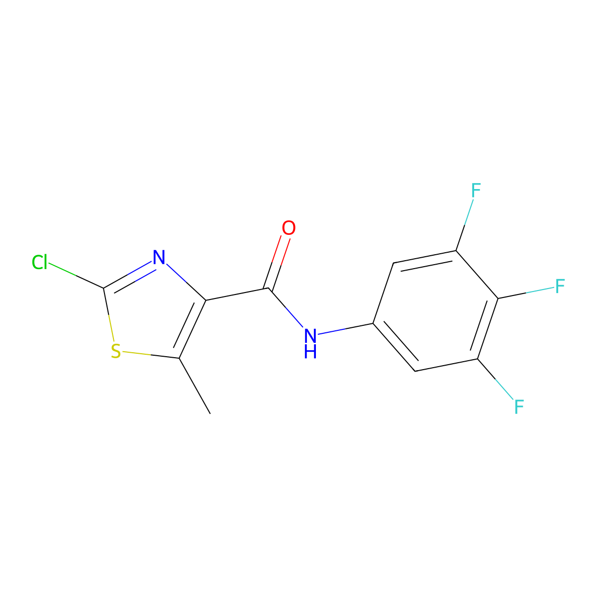 2-chloro-5-methyl-N-(3,4,5-trifluorophenyl)-1,3-thiazole-4-carboxamide molecular structure, CAS 1630860-73-9