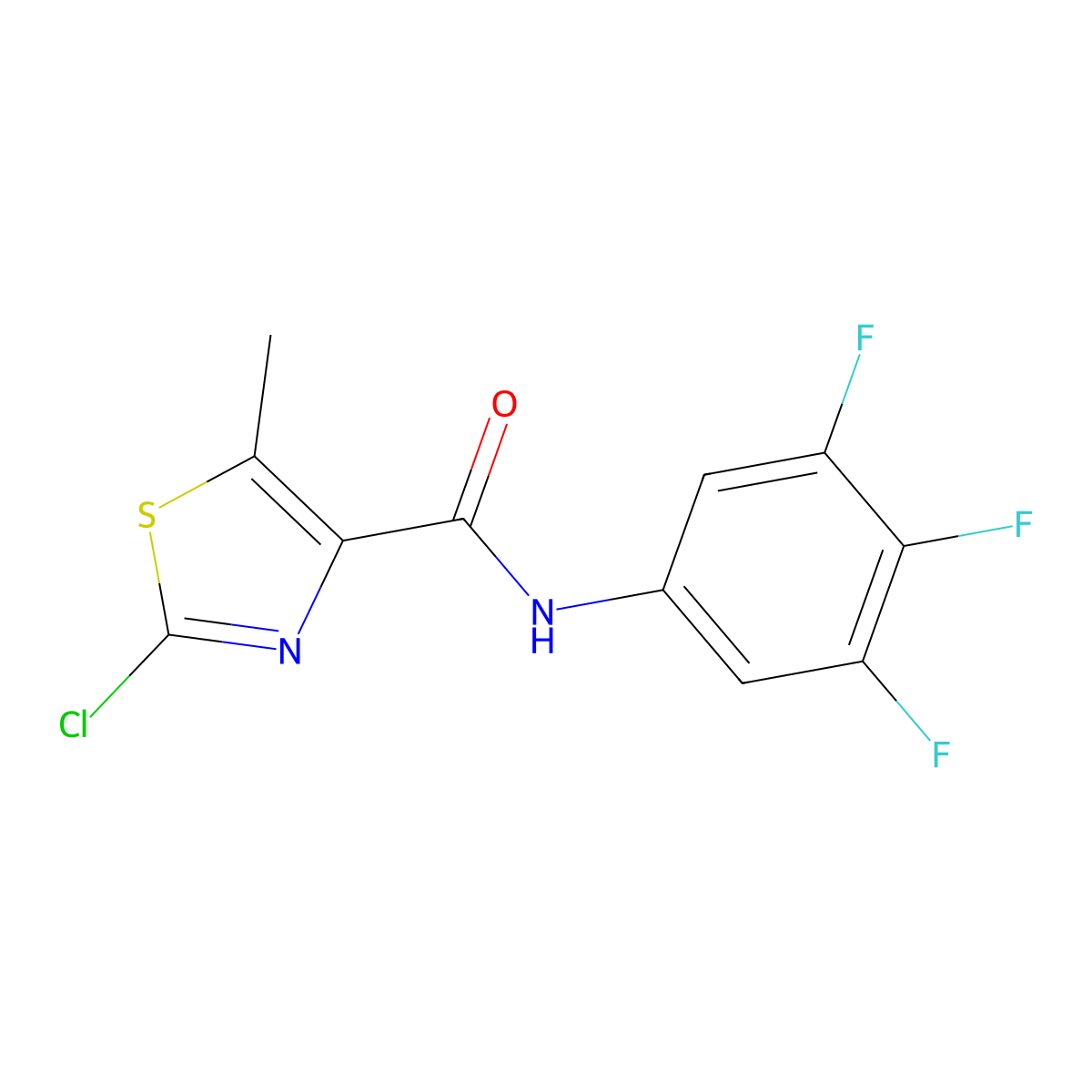 2-chloro-5-methyl-N-(3,4,5-trifluorophenyl)-1,3-thiazole-4-carboxamide molecular structure, CAS 1630860-73-9