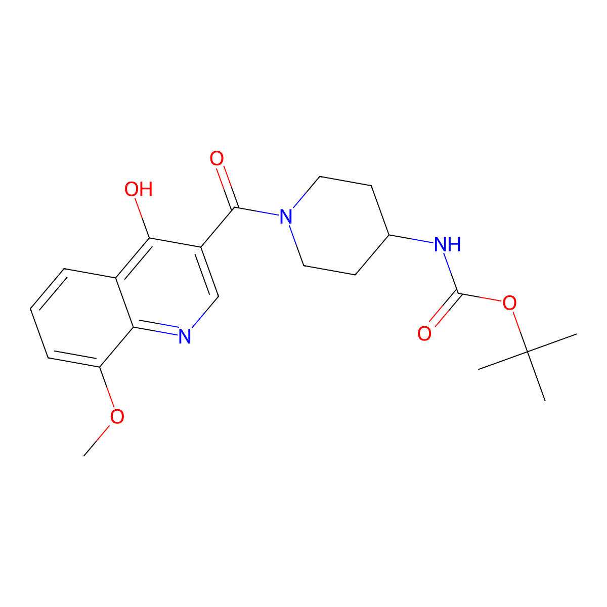 Tert-butyl {1-[(4-hydroxy-8-methoxyquinolin-3-yl)carbonyl]piperidin-4-yl}carbamate molecular structure, CAS 1630860-97-7